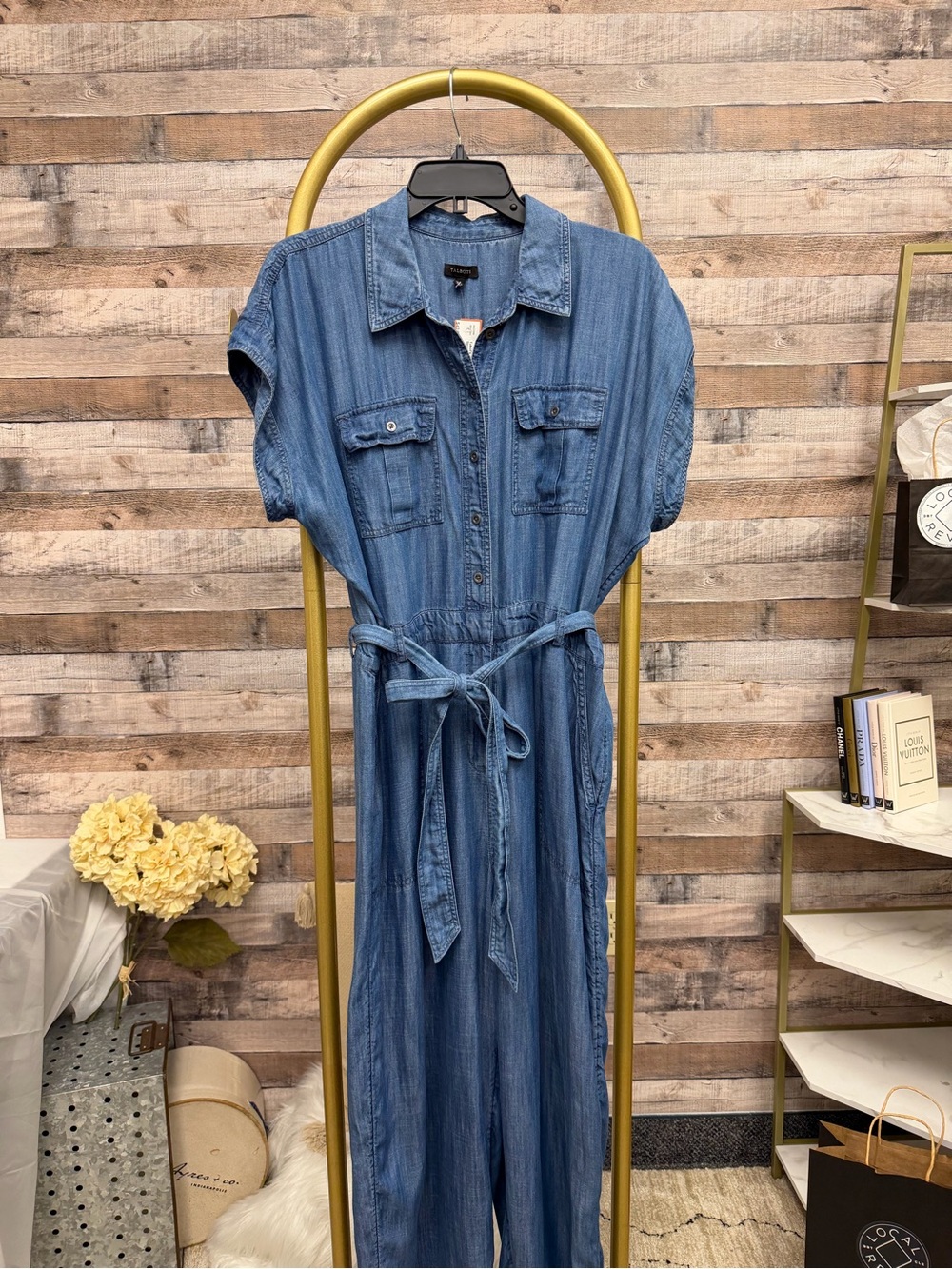 Talbots Jean Jumpsuit Short Sleeve 14